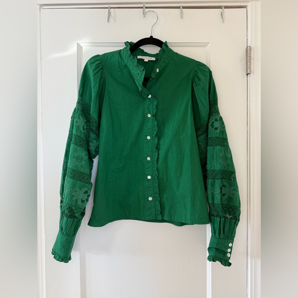 Love the label Green Women's Top with Lace Detailing XS